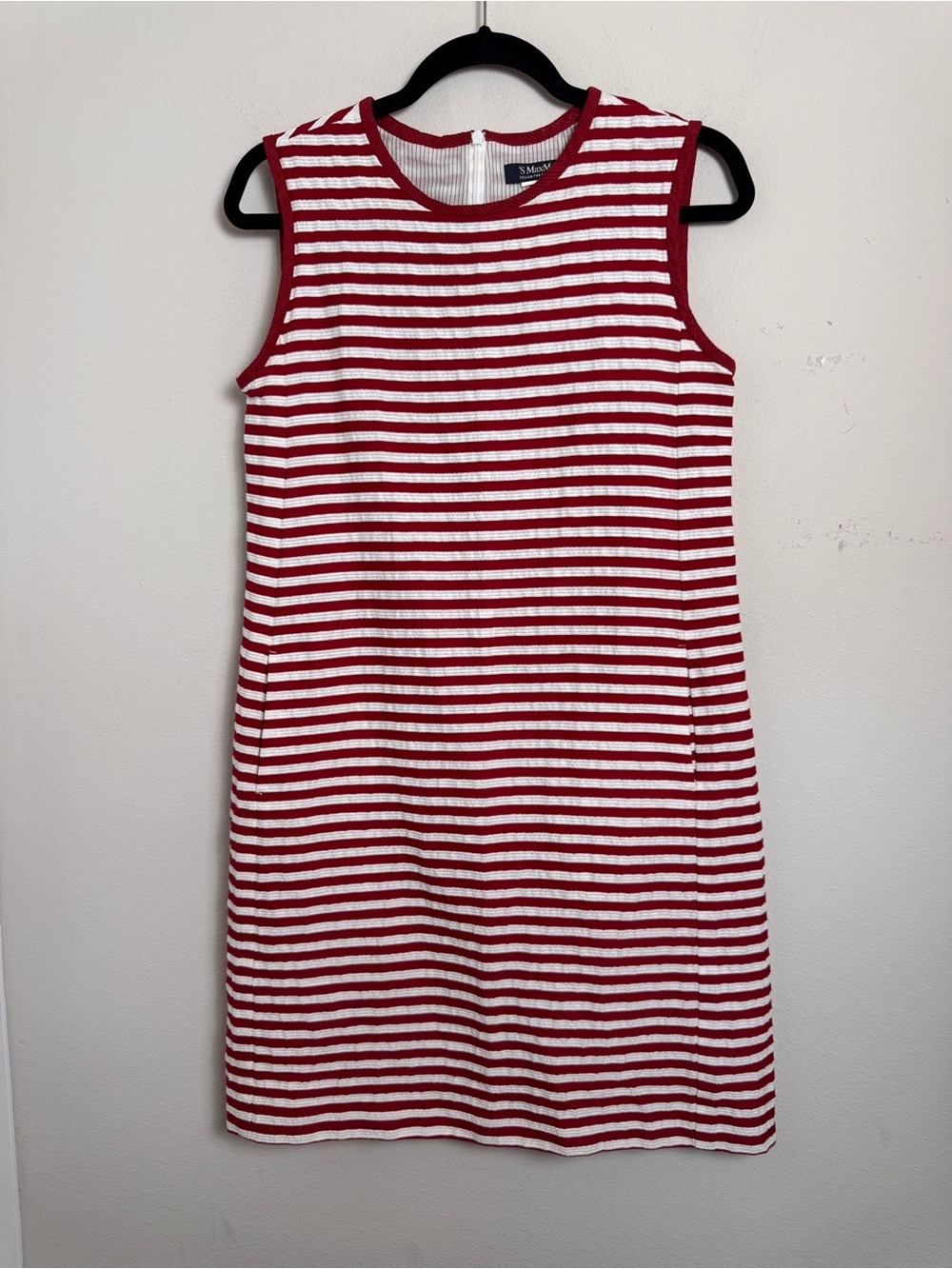 S MaxMara Striped Sleeveless Mini Dress Red White Size Small Nautical Vacay